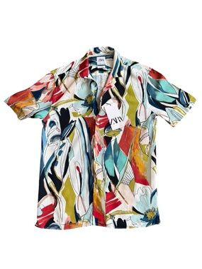 NWT Zara Short Sleeve Button Up Shirt